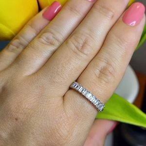Platinum Clad Emerald Cut Band Ring